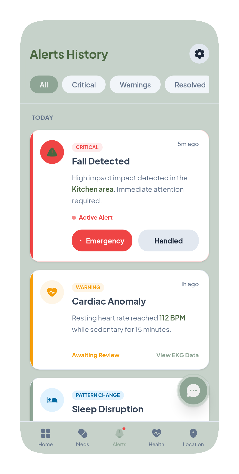 Alerts screen in the Zulaica.eu app