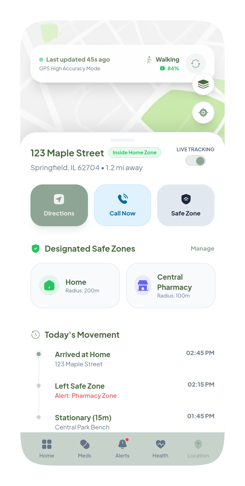 Location screen in the Zulaica.eu app